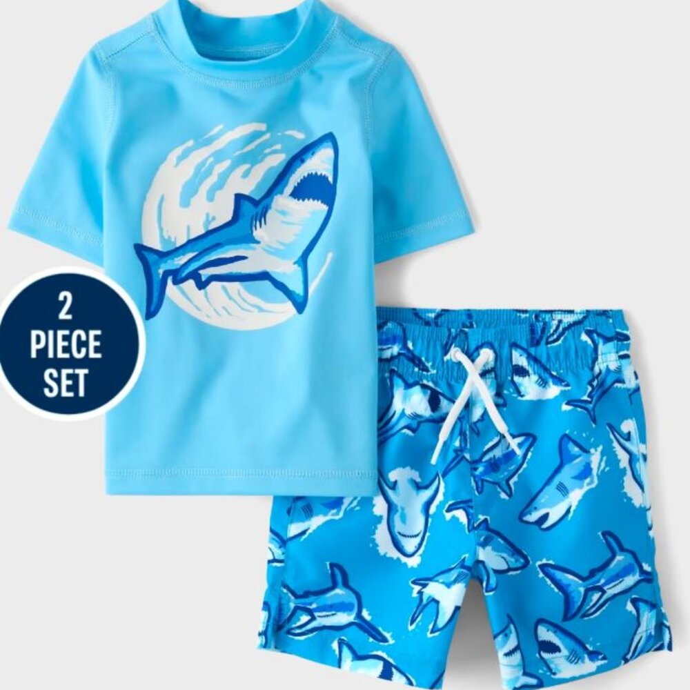 NWT The Children’s Place  Baby Boys Graphic Rashguard Swimsuit - blue
